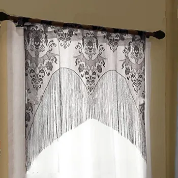 

97x102 Halloween Window Curtain Lace Spider Web Skull Curtain Cover Curtain Valance With Tassel PLLP EL
