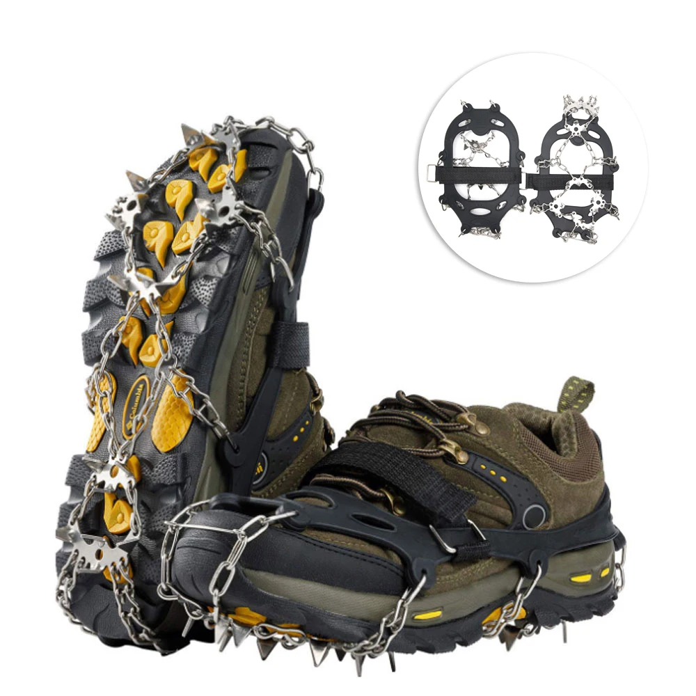 Boots Crampons Traction Anti-Slip-Grips Ice-Snow-Shoes 19-Spikes Stainless-Steel Hiking