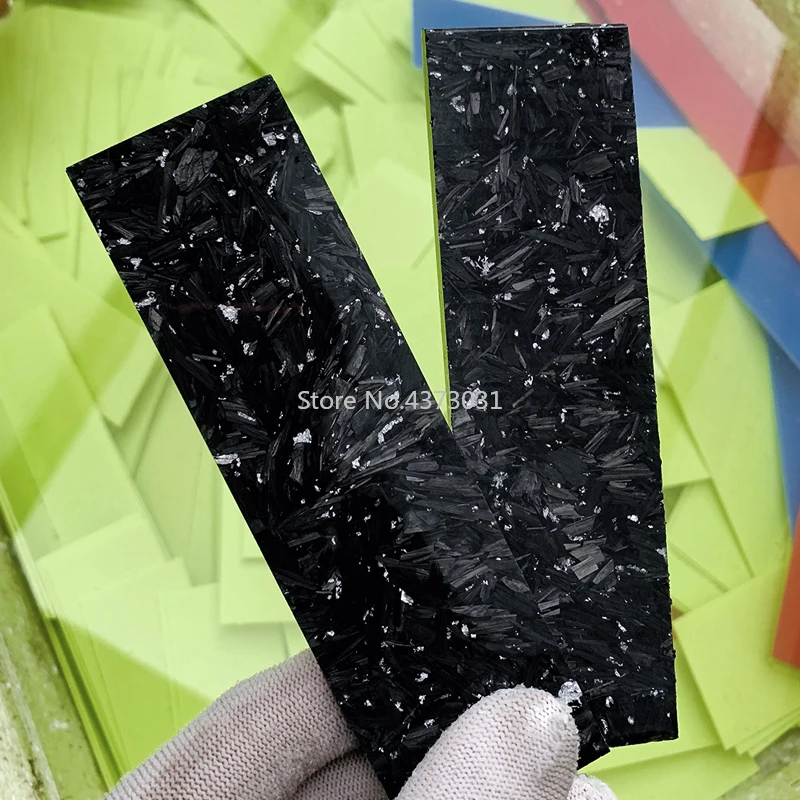 Comprar 2 uds CF mármol negro de fibra de carbono con resina para manualidades mango de cuchillo Material hoja de plata polvo de compresión Placa de parche 137X40X4mm