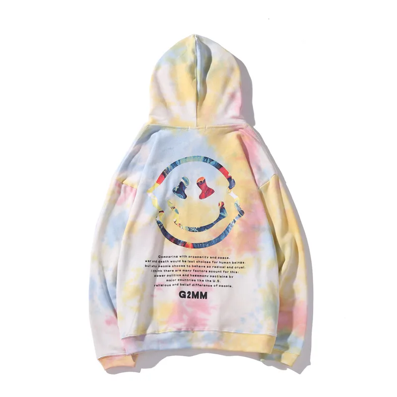 Tie dye hoodie with smiley face Clearance