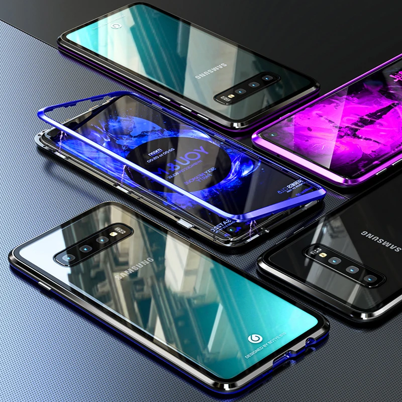 Магнитный чехол для samsung Galaxy S10 Plus S9 S8 Note 9 8 металлический бампер стеклянный чехол для Galaxy coque samsung S10 Plus чехол S9Plus