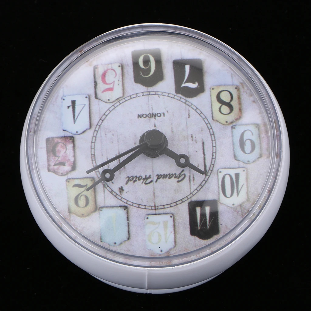 European Style Small Waterproof Round Clock for Bathroom Suction Up Mirror Window Clock, Pink/ White