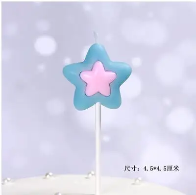 1 шт., бездымные свечи для торта в день рождения с 3D сердцем и звездами, свечи для украшения торта, инструменты, вечерние украшения - Цвет: H