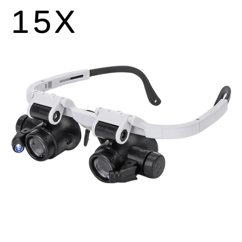 

Glasses Magnifier Dual LED Lighting Binocular Telescope Magnifying Glass Painting Crafts Viewing Optical Accessories
