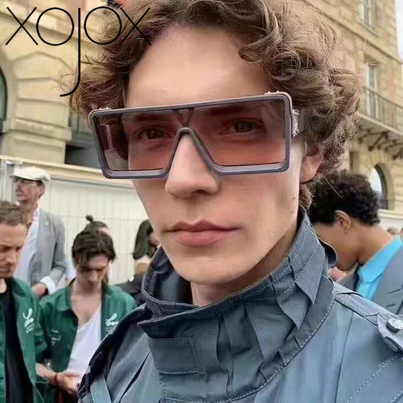 Xojox винтажные негабаритные Квадратные Солнцезащитные очки для мужчин, фирменный дизайн, сиамские солнцезащитные очки для женщин, модные индивидуальные очки UV400, очки