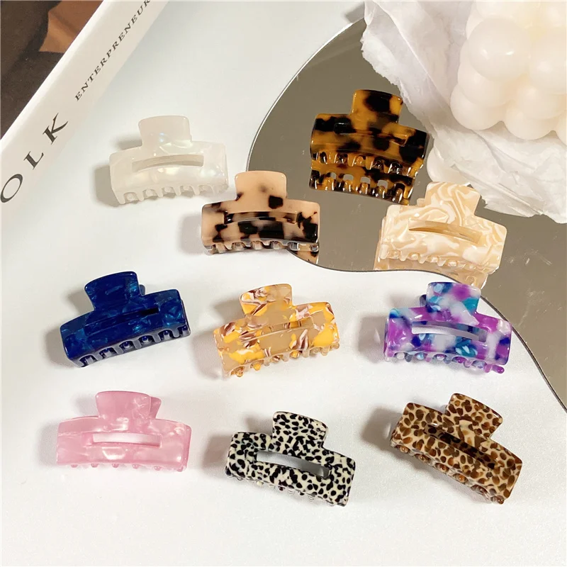 New Ins Acetate Mini Hair Claw Clip Hair Accessories Checkered Plaid Grid Geometric Clawclip Small Size Hair Clamps Grab Women checkered hair claw 8 5cm acetate geometric large size colorful plaid grid hair clip grab ins new women headwear accessories