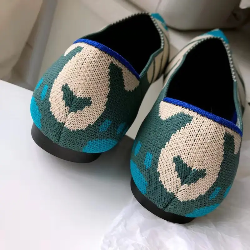 Women Shoes Women Flats Pointed Toe Autumn Spring Stretch Knitted Moccasins Breathable Cozy Work Shoes Fashion Ladies Flats Driving Loafers