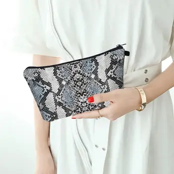 

3D Digita Snake Print Wristlet Clutch Women Daily Makeup Bags Waterproof Makeup Storage Bags Phone Pouch Money Phone Pouch Casu