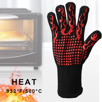 

Fireproof Flame Retardant 300-500 Centigrade BBQ Fire Gloves Extreme Heat Resistant Non-slip Microwave Oven Gloves Oven Mitts