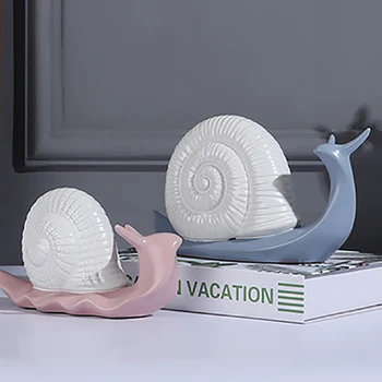 

2pcs Simple Art Ceramic Couple Snail Statue Decoration Home Decoration American Living Room Cafe Garden Crafts Animal Placement