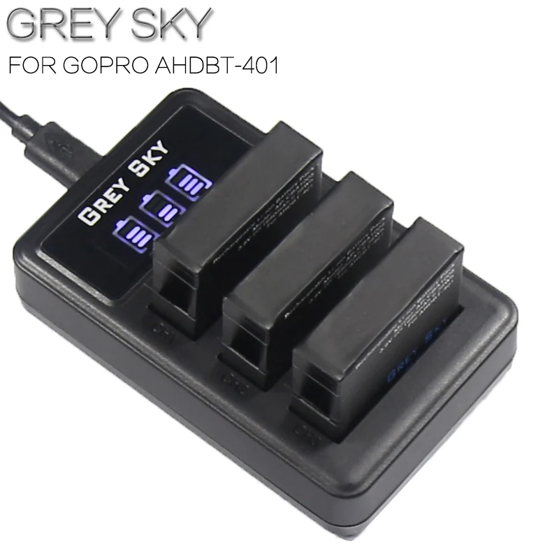 Bateria Gopro hero 4 hero 4 батарея+ светодиодный 3 слота USB зарядное устройство для GoPro hero 4 черный/серебристый/белый аксессуары для экшн-камеры