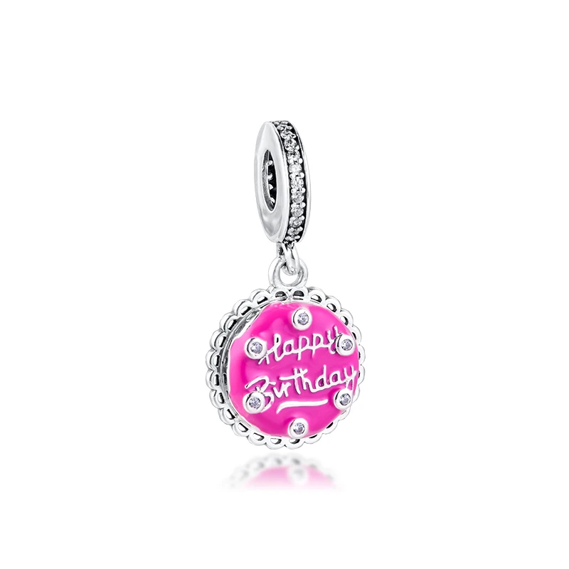 

Pink Birthday Cake Dangle acsesoris for women Sterling Silver Jewelry Fits Original Bracelets Silver Bead For Jewelry Making