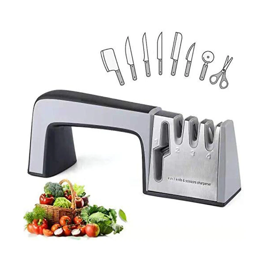 

Knife Sharpeners Scissor Sharpening Multi-tool Home Kitchen Knives Sharpener 4 in 1 Non-slip for All Size Knives