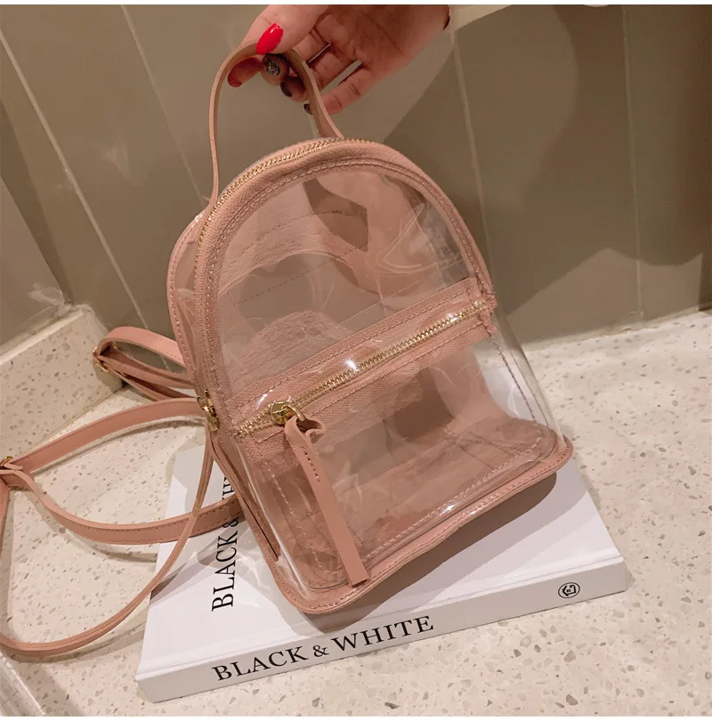 Прозрачный рюкзак для школьниц, новая модная роскошная женская сумка для отдыха, рюкзак с лазером - Цвет: Розовый