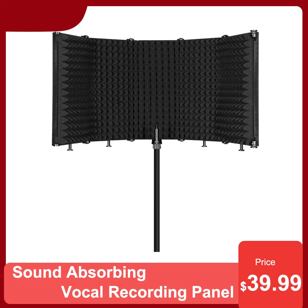 Sound Absorbing Vocal Recording Panel Foldable Adjustable Acoustic Isolation Microphone Shield Sound-proof Plate Portable