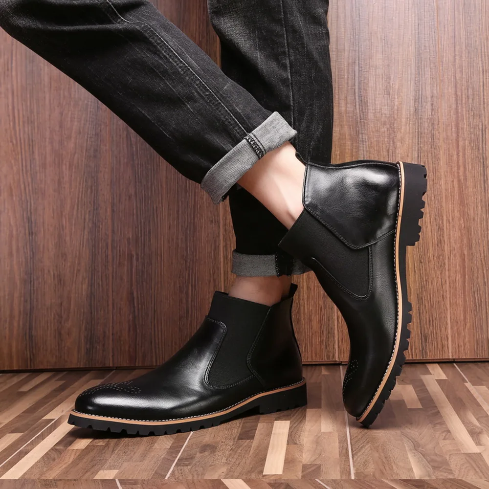 

New Chelsea Boots Men Genuine Leather Decent Men Ankle Boots Original Male Short Casual Shoes British Style Winter Autumn Boot