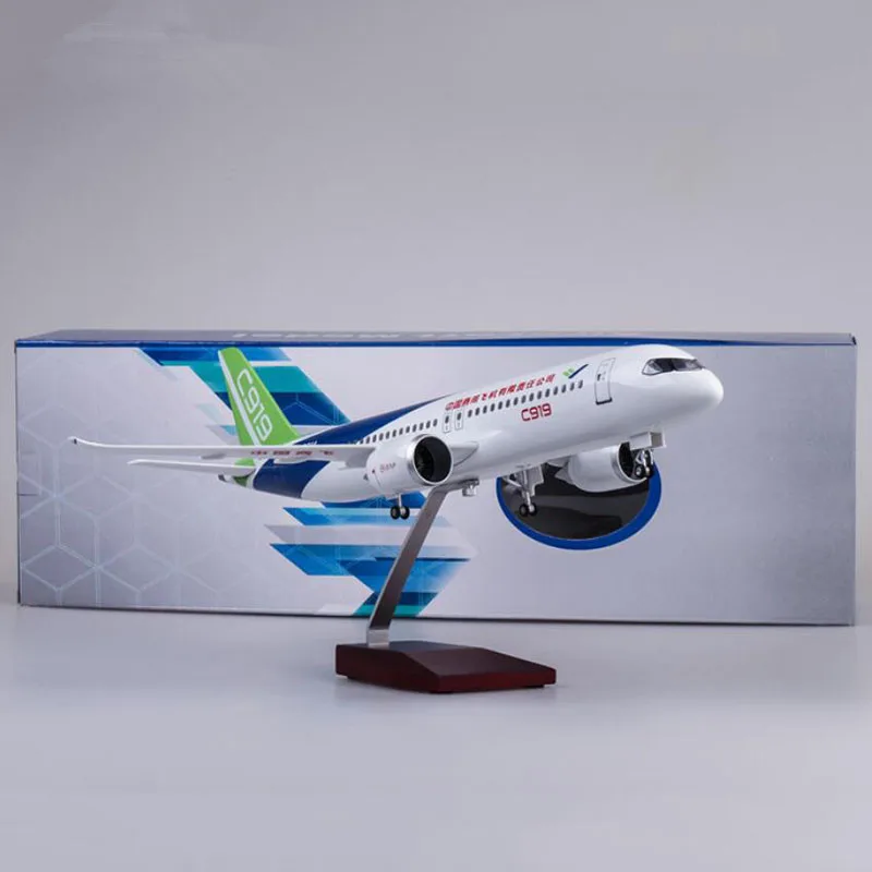 Коллекция 1/82 масштаб Самолет Китай коммерческий самолет C919 авиакомпания 47 см модель с светильник и колесо смолы дисплей самолета