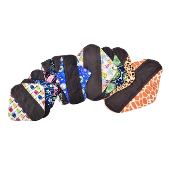 

S M L XL Cloth Menstrual Pad Mama Cloth Sanitary Bamboo Charcoal Reusable Washable Panty Liner Regular Overnight