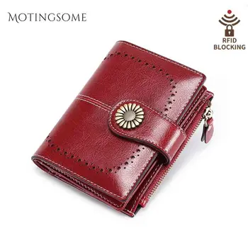 

Genuine Leather Women Wallets RFID Blocking Short Style Multiple Pockets Fashion Designer Wallets Famous Brand Women Wallet 2020
