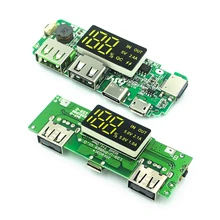 Bateria de lítio duplo usb 5v 2.4a, led, micro/tipo-c usb, bateria de carregamento 18650 placa de circuito para carregador