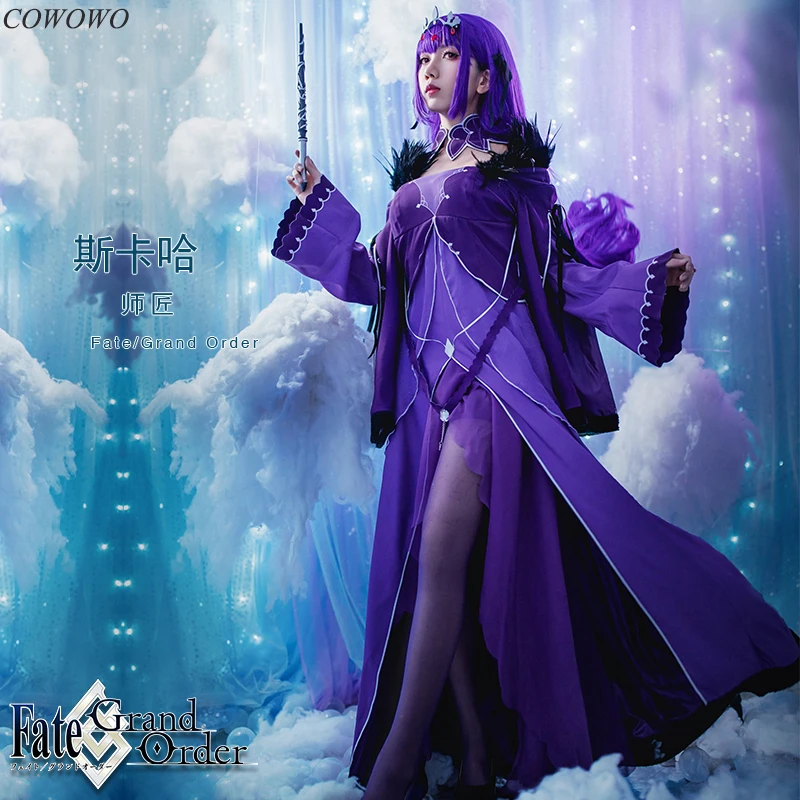 

Anime!Fate/Grand Order FGO2 Caster Scathach Purple Noble Elegant Queen Dress Sexy Gorgeous Uniform Cosplay Costume Free Shipping