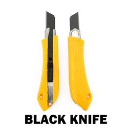 Couteau utilitaire à lame noire 18mm, grand manche antidérapant résistant à l'usure couteau à papier peint tranchant outil de déballage 