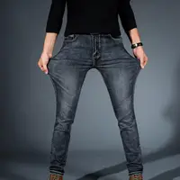 Pants Stretch Long Jeans Mid Rise Men's Jeans Men's Fashion Slim Fit Jeans Plus Size European Men's Denim Pants 2