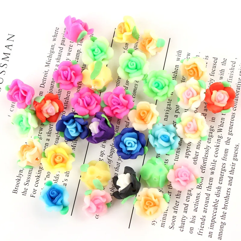 Mixed 10pcs 10 шт. поставки слаймов игрушка цветок розы мини Амулеты с отверстиями наполнитель DIY ремесла для пушистых прозрачных кристаллов слизи глины - Цвет: Mixed 10pcs