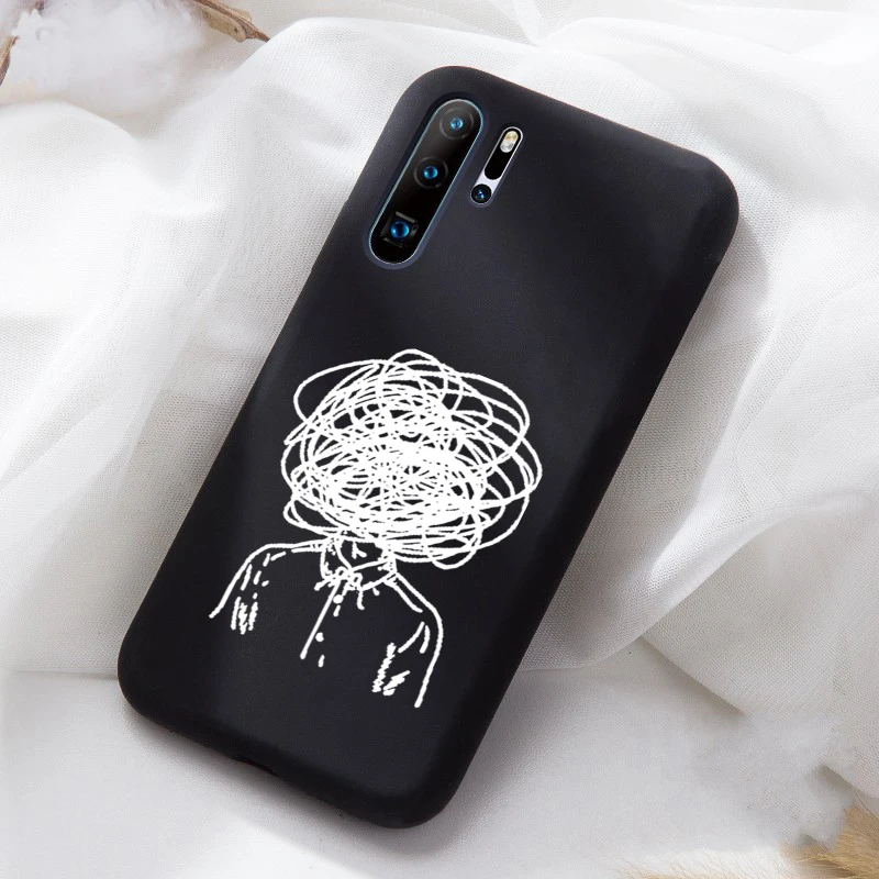 Lovers Rose Line Honor20 10 Soft Silicon case For Huawei P20 P20Lite P20Pro P30 Lite P30Pro Phone Cover Case Capa Fundas Coque