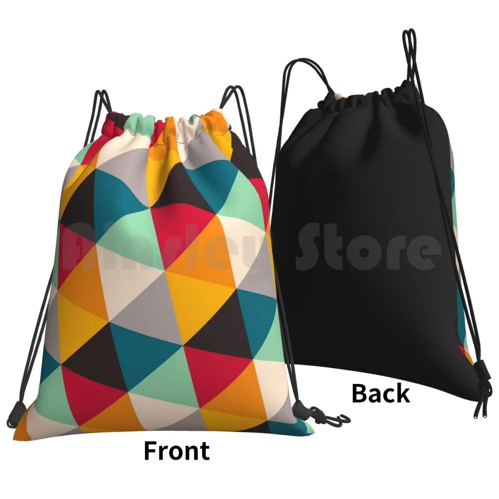 Multicolor Geometric Drawstring Gym Bag