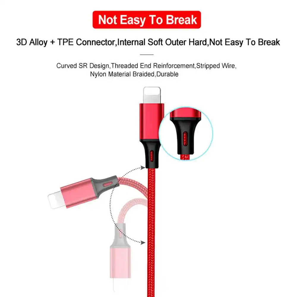 Mokoemi 3 в 1 Usb кабель для зарядки телефона 1,25 A м Быстрая зарядка нейлоновый type C Micro-Usb Lightning 3 в 1 Usb кабель для зарядки