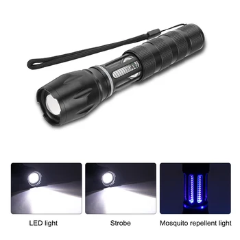 

T6 Strong Light Zoom Flashlight Purple Sterilization Lamp Mosquito killer Lamp Insect killer Flies Trap Lamp Night Light