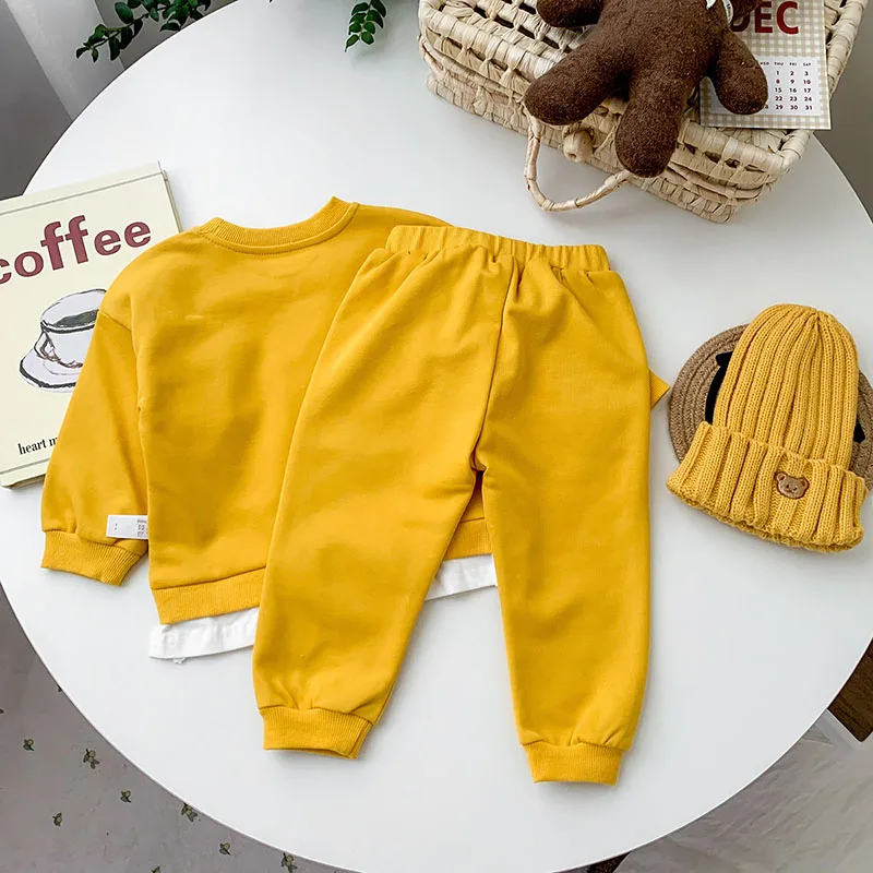 MILANCEL 2022 Spring Baby Clothes Set  Bear Embroidery Hoodies And Pants 2 Pcs Boys Sweatshirt Suit