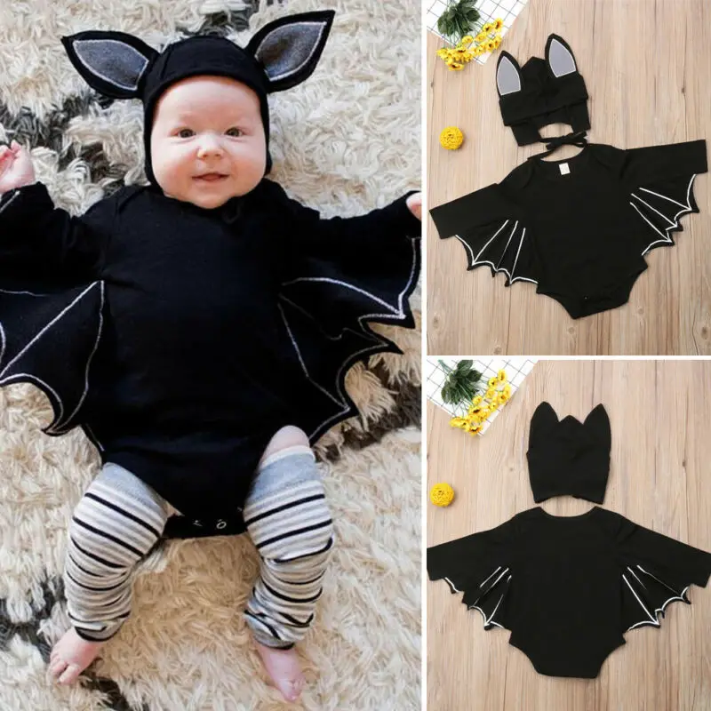 Комплект из 2 предметов на Хэллоуин для новорожденных мальчиков комбинезон с