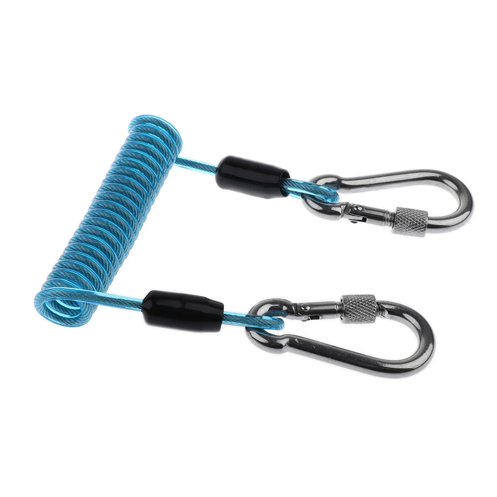 Stainless Steel Spiral Coil Lanyard Scuba Diving Underwater Emergency Carabiner Accessories - Choice of Color