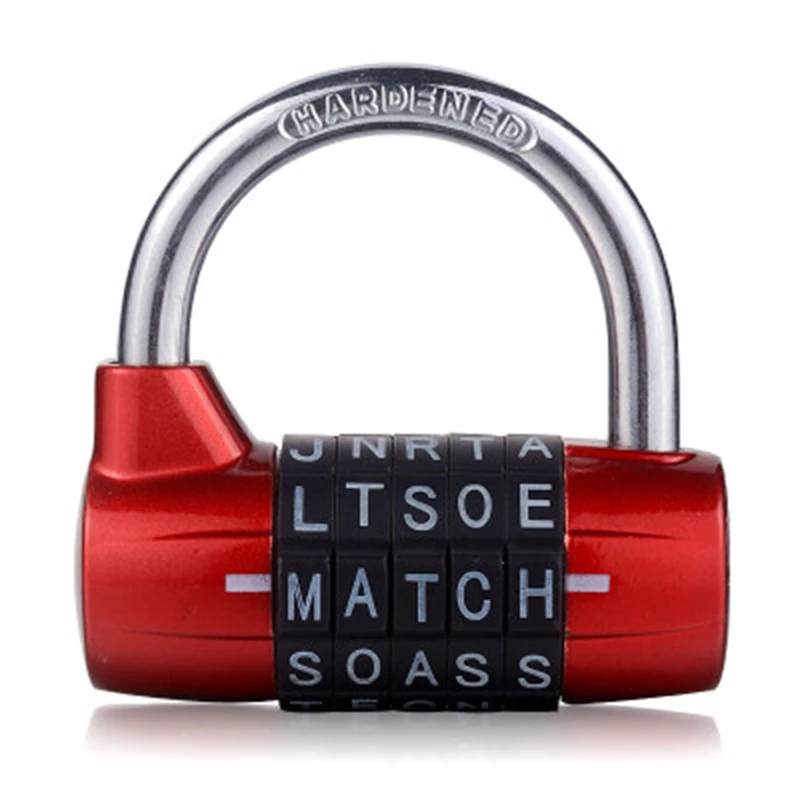 

5 Letter Zinc Alloy Combination Padlock Code Password Lock Door Cabinet Drawer Bike Motorcycle Student Locker Locks(Red)