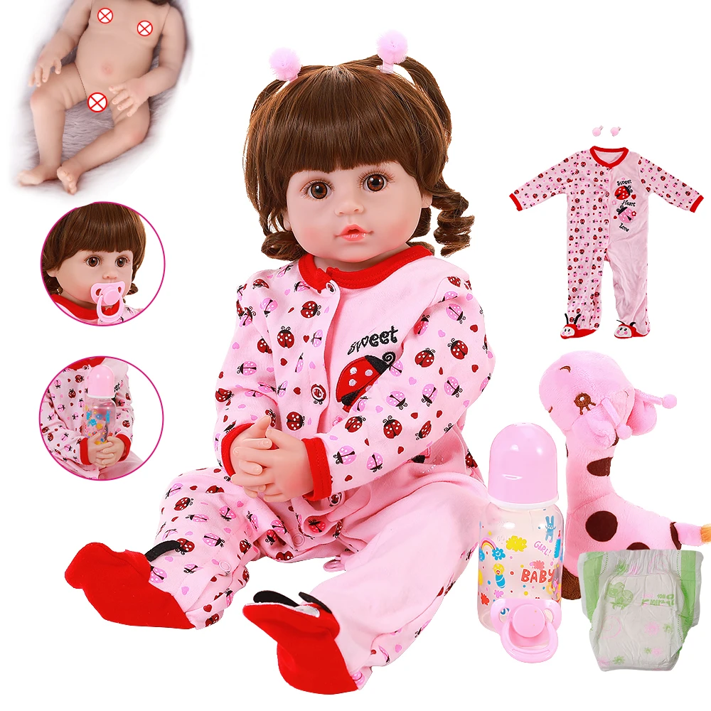 Poupee Bebe Reborn En Silicone Souple 22 Pouces 56cm Vetements De Coccinelle Cheveux Longs De Princesse Pour Enfants Meilleurs Cadeaux De Noel Aliexpress