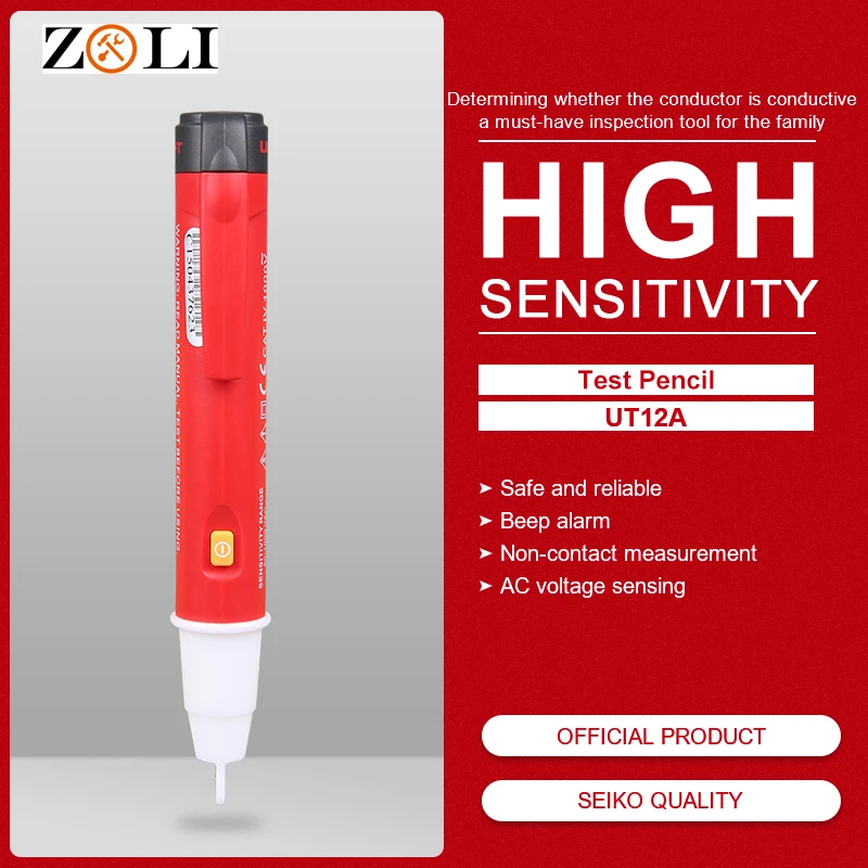 

UNI-T UT12A/12B/12C handheld Voltage Pen Tester Non-contact AC Voltage Detectors 90V ~ 1000 V Beeper Indicator