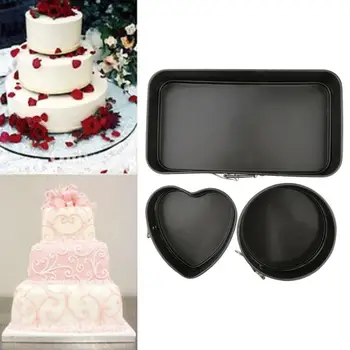 

3pcs/set Round/heart/square Cake Baking Pan Carbon Steel Cake Molds Non-Stick Springform Pan Removable Bottom Bakeware
