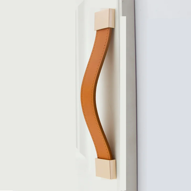 

160mm Orange Pure Leather Drawer Pull