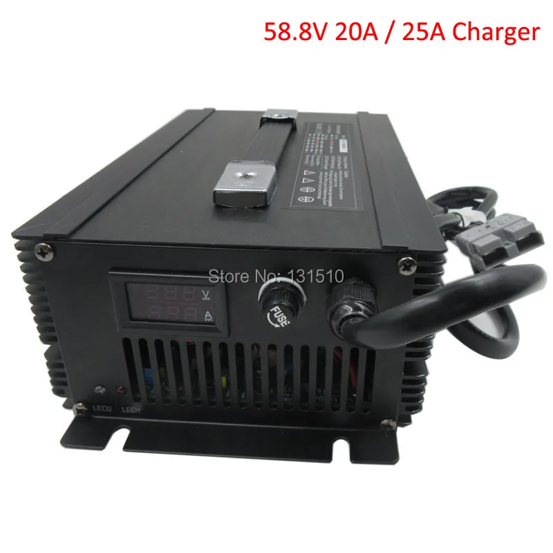 1500W 48 V/52 V 20A/25A литиевая Зарядка выход 58,8 V 20A/58,8 V 25A 110/220V использование для 14S 52V батарейный блок DHL
