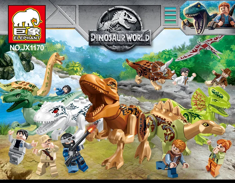JX1170 128PCS/LOT Jurassic World Park Building Blocks bricks triceratop Tyrannosaurus Dinosaur T-rex Bricks children gift toys