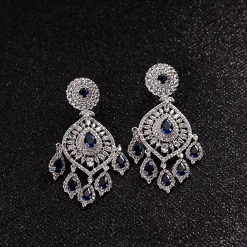

Korean S925 silver needle micro inlaid with zircon Tassel Earrings