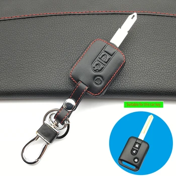 

For Nissan Navara Qashqai Micra Almera 2 / 3 Buttons Genuine Leather Car Key Cover Case Fob Remote 2017 New Style Protect Shell