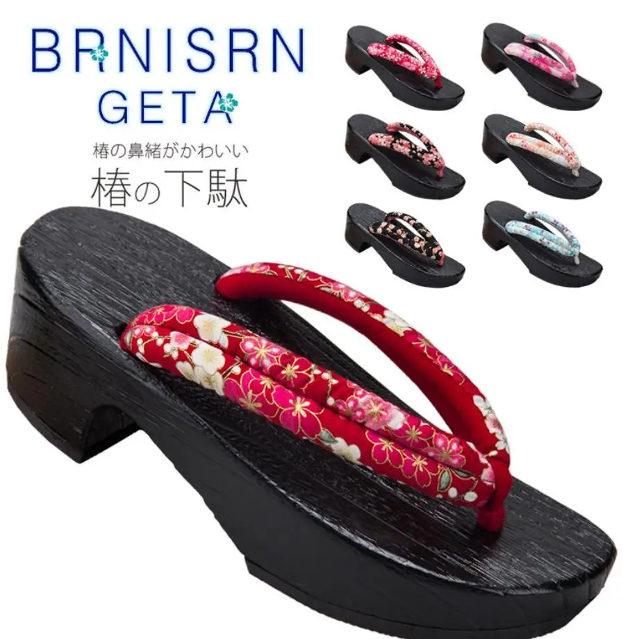 

Halloween Shoes for Women Japanese Traditional Cosplay Slippers Wooden Geta Clogs Flip Flops Kimono Oriental Sandals Sauna Wear