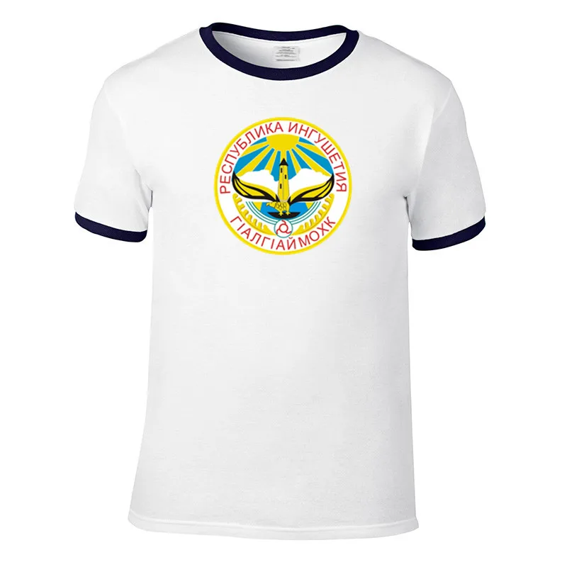 

Coat of arms of the Republic of Ingushetia Men Raglan sleeves T-shirt Summer Tops Tees Fashion tshirts