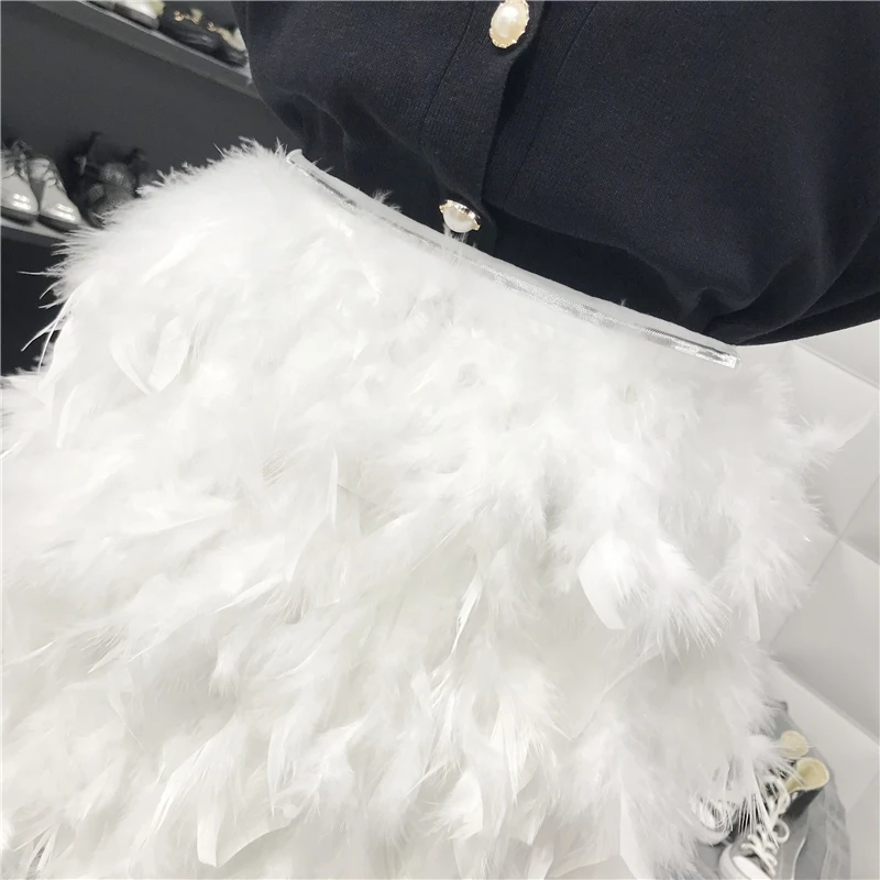 Ins Super Fire вечерние юбки белые/черные Бальные юбки женские новые осенние и зимние юбки трапециевидной формы с высокой талией