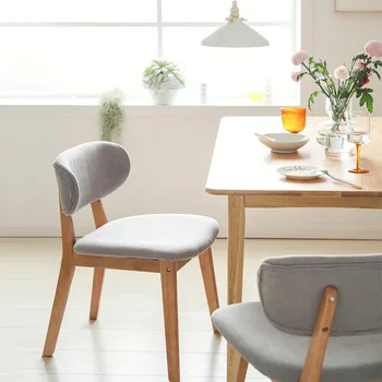 

Modern Solid Wood Dining Chair Dining Room Dining Chair Nordic Home Bedroom Study Office Lounge Fabric Solid Wood Lounge Chair
