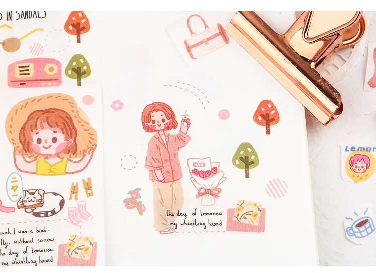 Mohamm Cute Salt Little Person Diary Kawaii Washi Masking Tape Paper Scrapbooking Stationery Decorative Tape