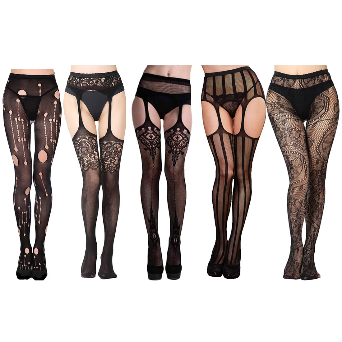 

Women Sexy Stockings Transparent Fishnet Thigh-Highs Plus Size Women Tights Open Crotch Mesh Pantyhose Medias De Mujer SW009